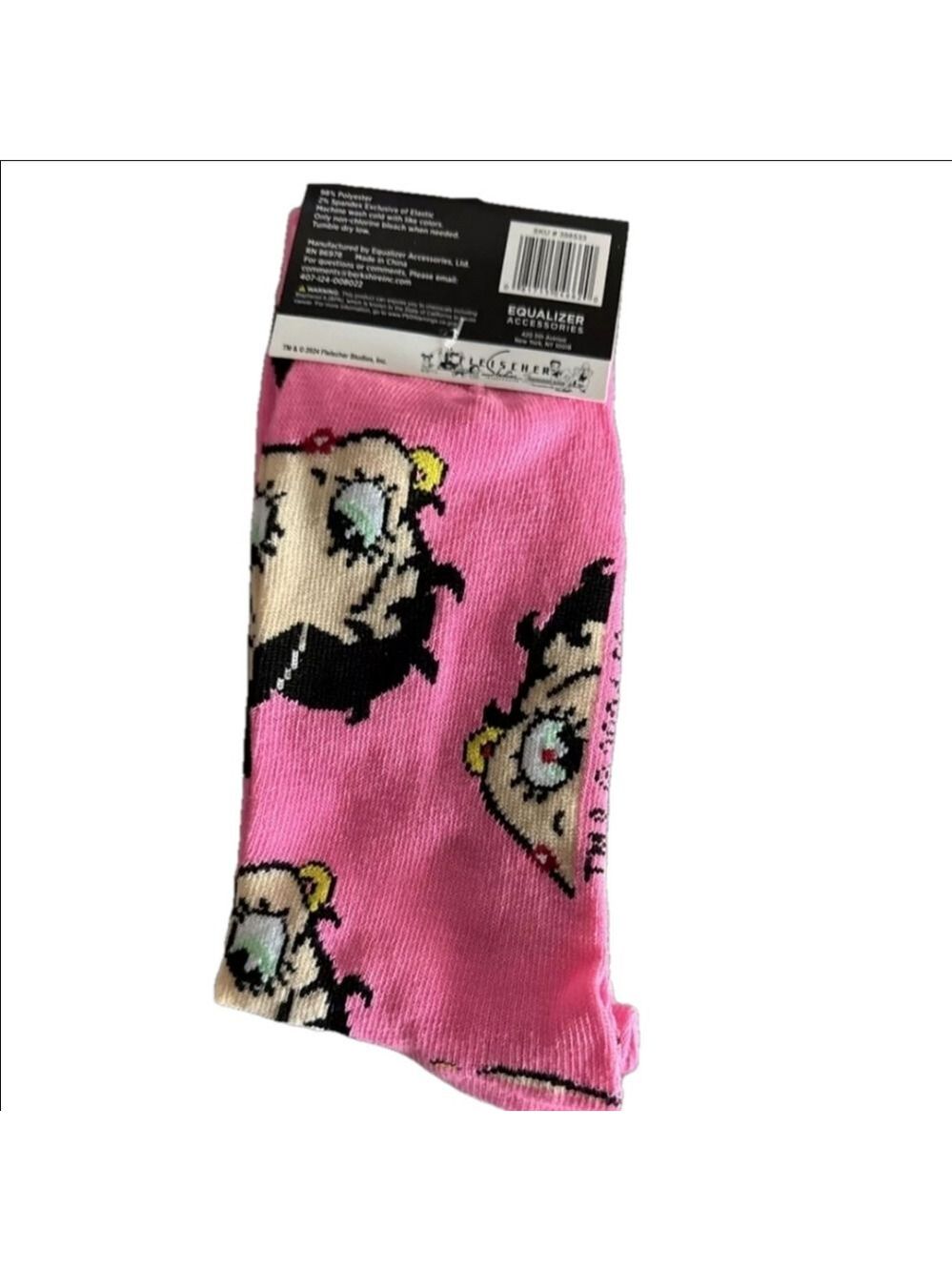 4/$25 Betty Boop Pink Crew Socks New Novelty Socks NWT